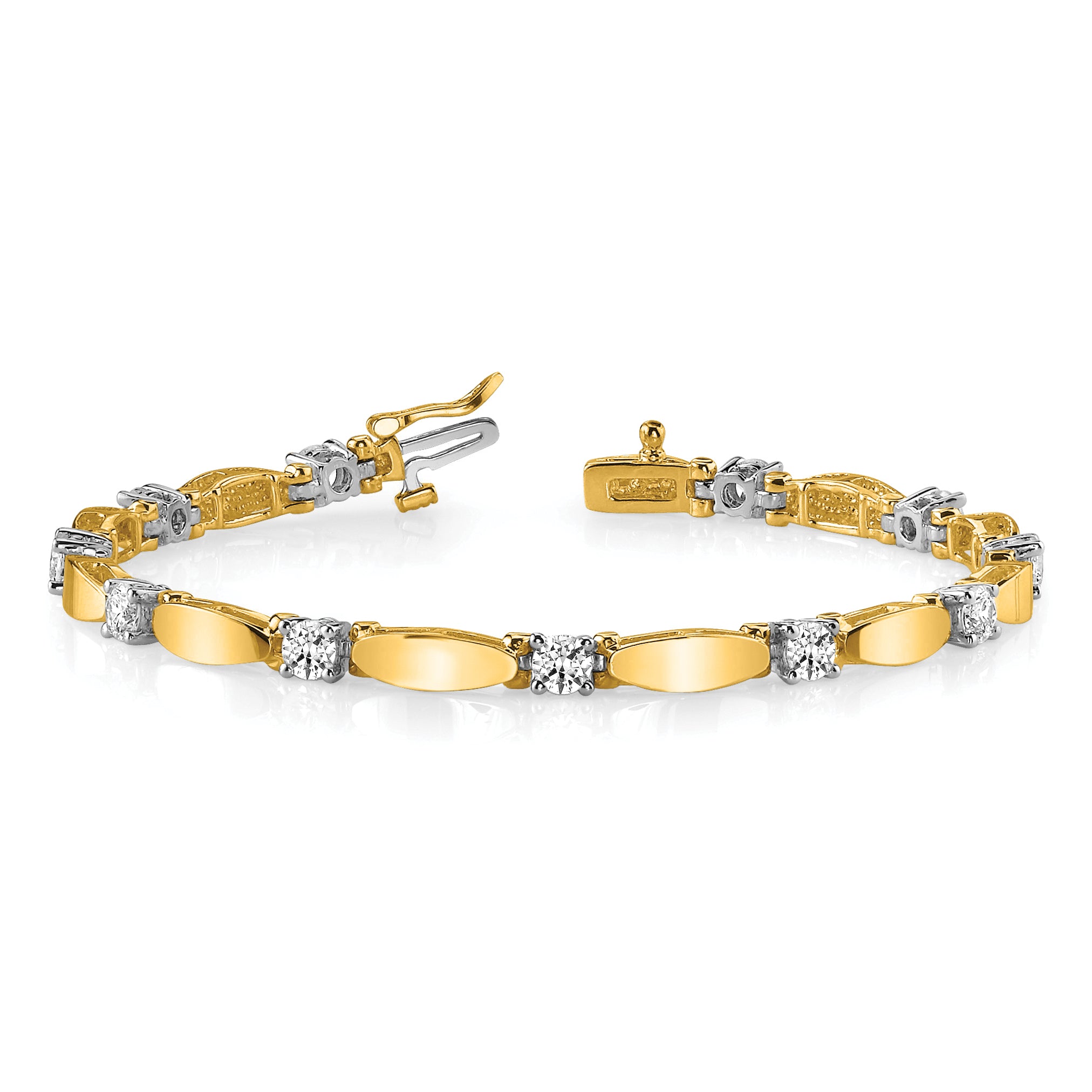 14k Two-tone AA Diamond Tennis Bracelet