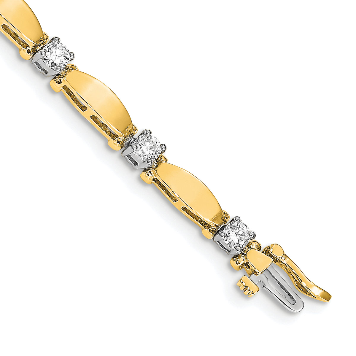 14k Two-tone AA Diamond Tennis Bracelet