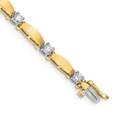 14k Two-tone AA Diamond Tennis Bracelet