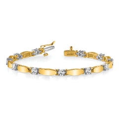 14k Two-tone AA Diamond Tennis Bracelet