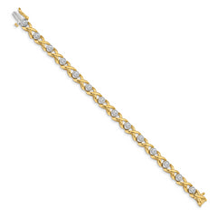 14k Two-tone AA Diamond Tennis Bracelet