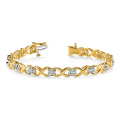 14k Two-tone AA Diamond Tennis Bracelet