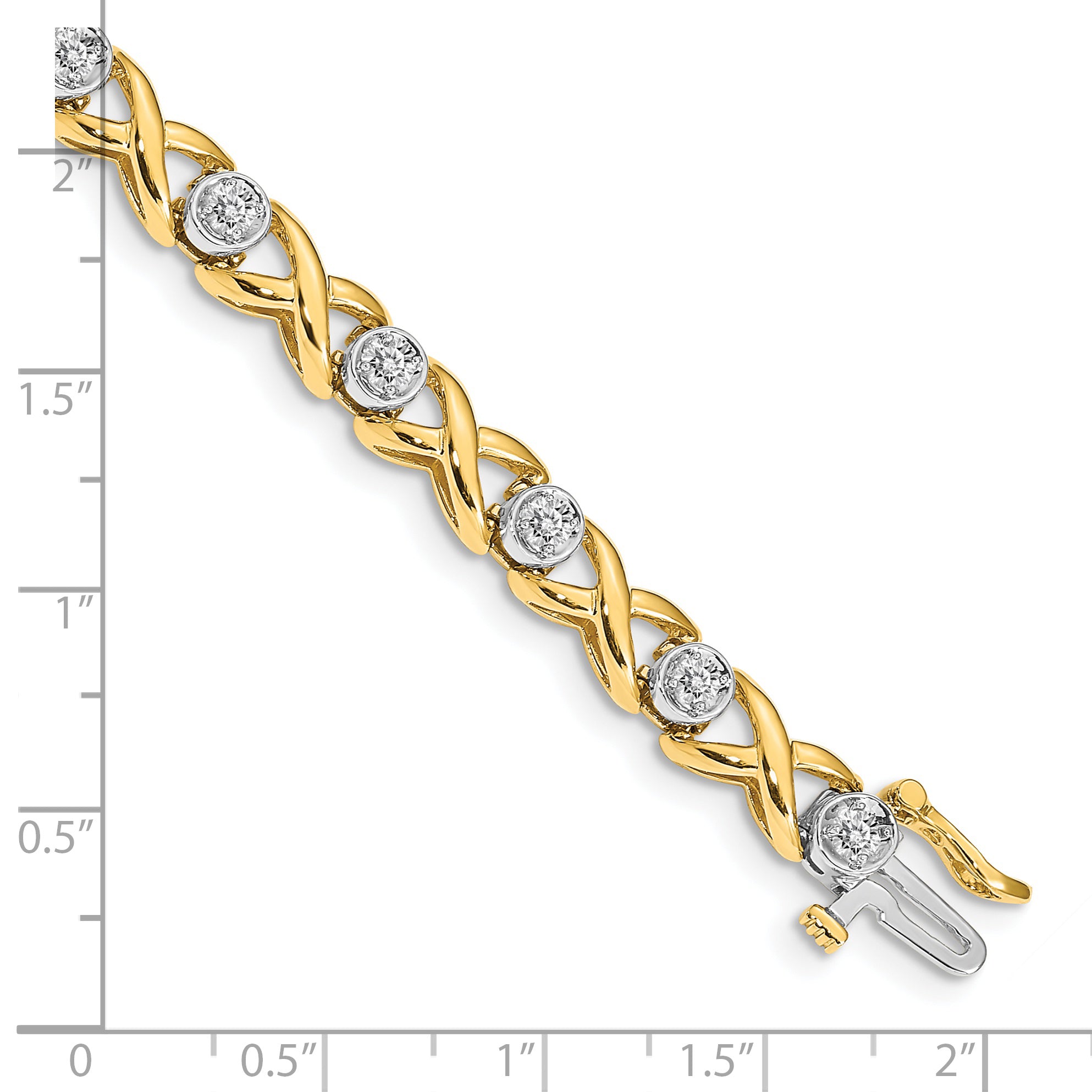 14k Two-tone AA Diamond Tennis Bracelet