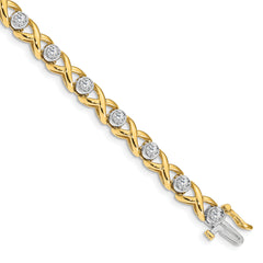 14k Two-tone AA Diamond Tennis Bracelet