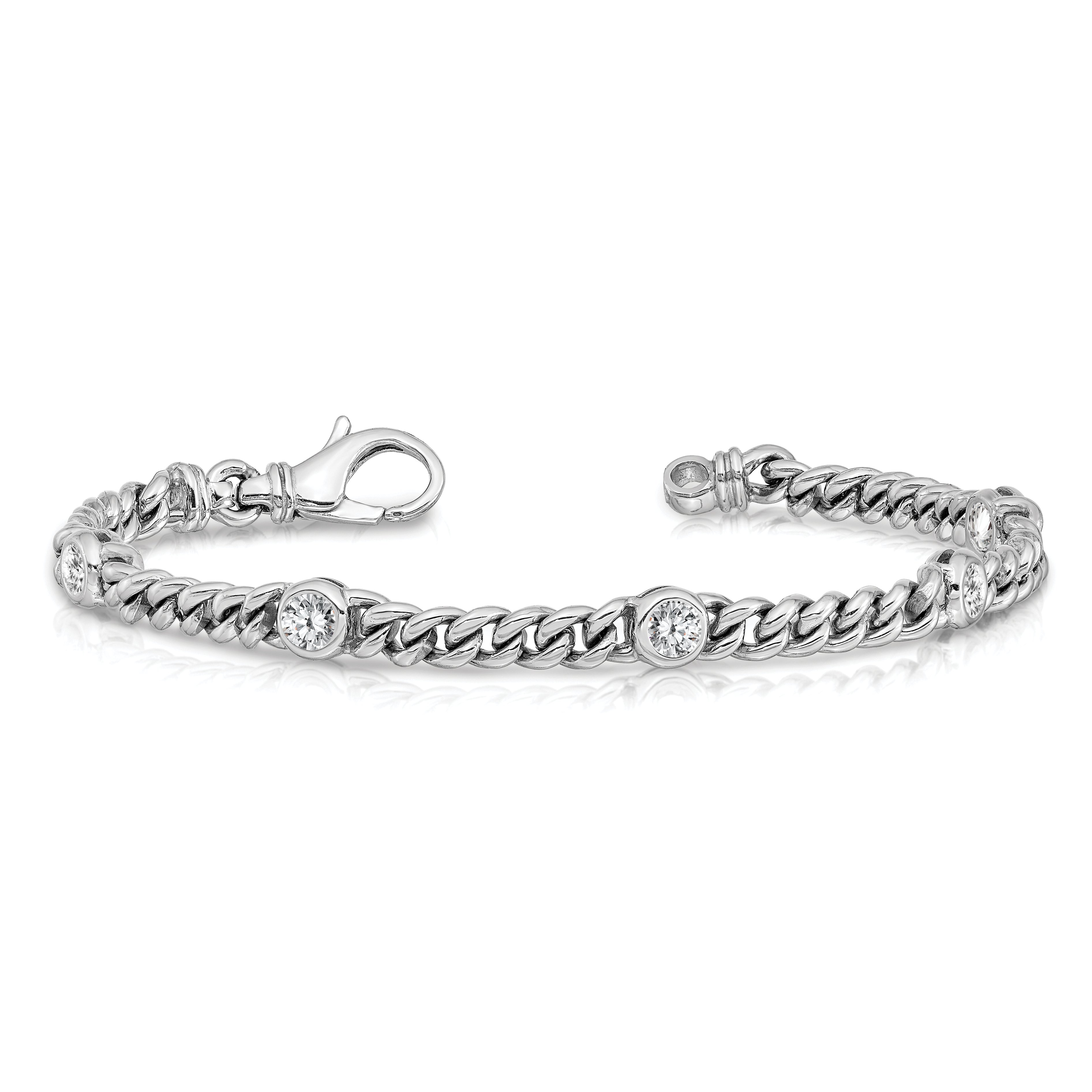 14k White Gold AA Diamond Fancy Bracelet