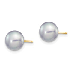 14K 6-7mm Grey Button FW Cultured Pearl Stud Post Earrings