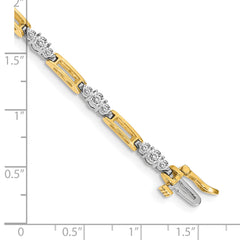 14k Two-tone AA Diamond Fancy Link Tennis Bracelet