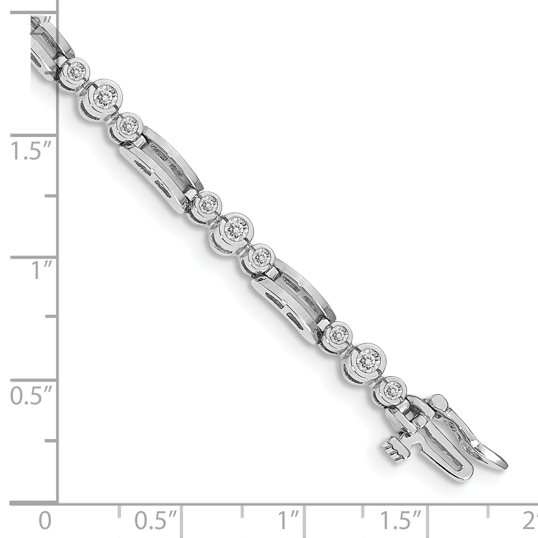 14k White Gold AA Diamond Fancy Link Tennis Bracelet