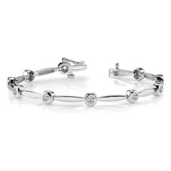 14k White Gold AA Diamond Bar Link Bracelet