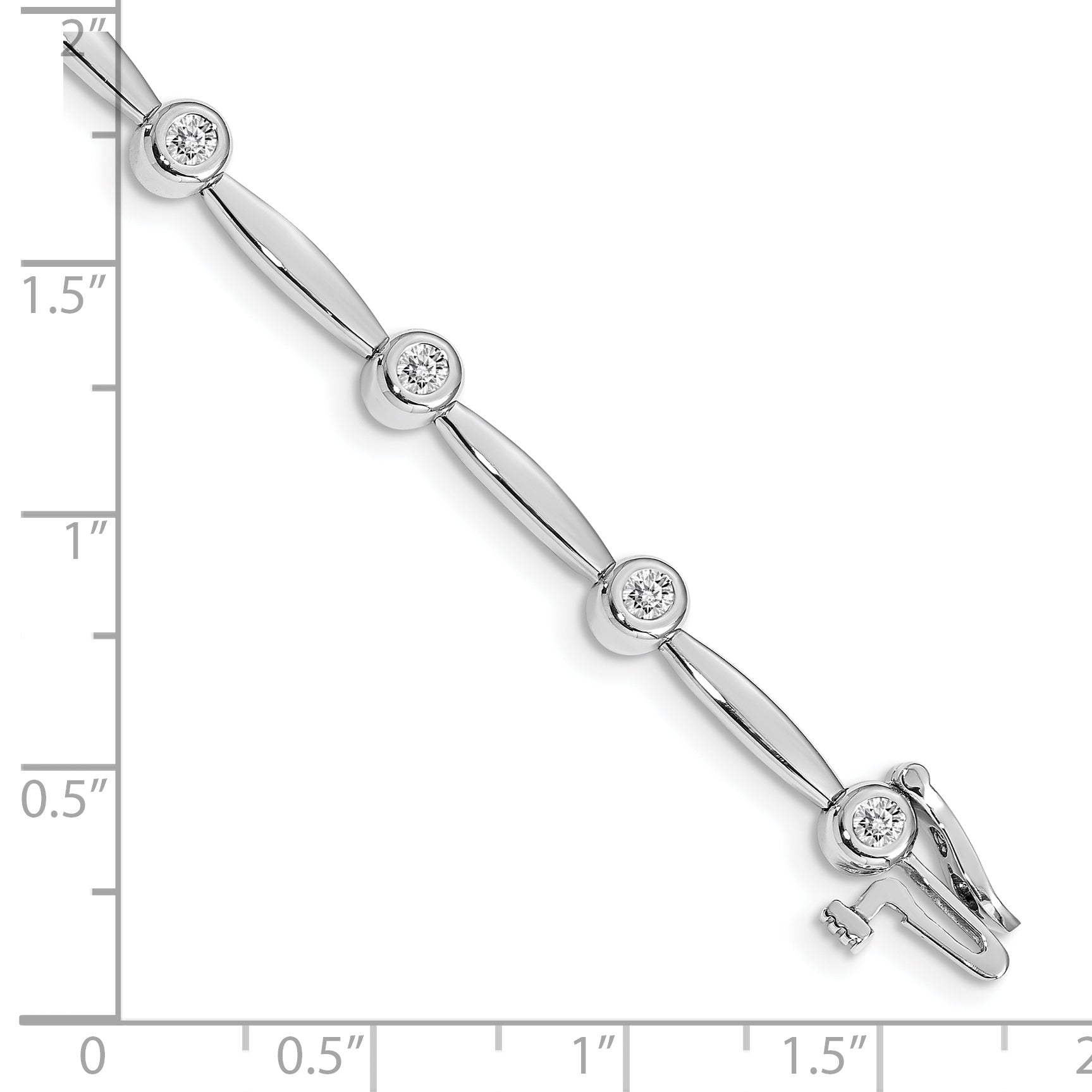 14k White Gold AA Diamond Bar Link Bracelet