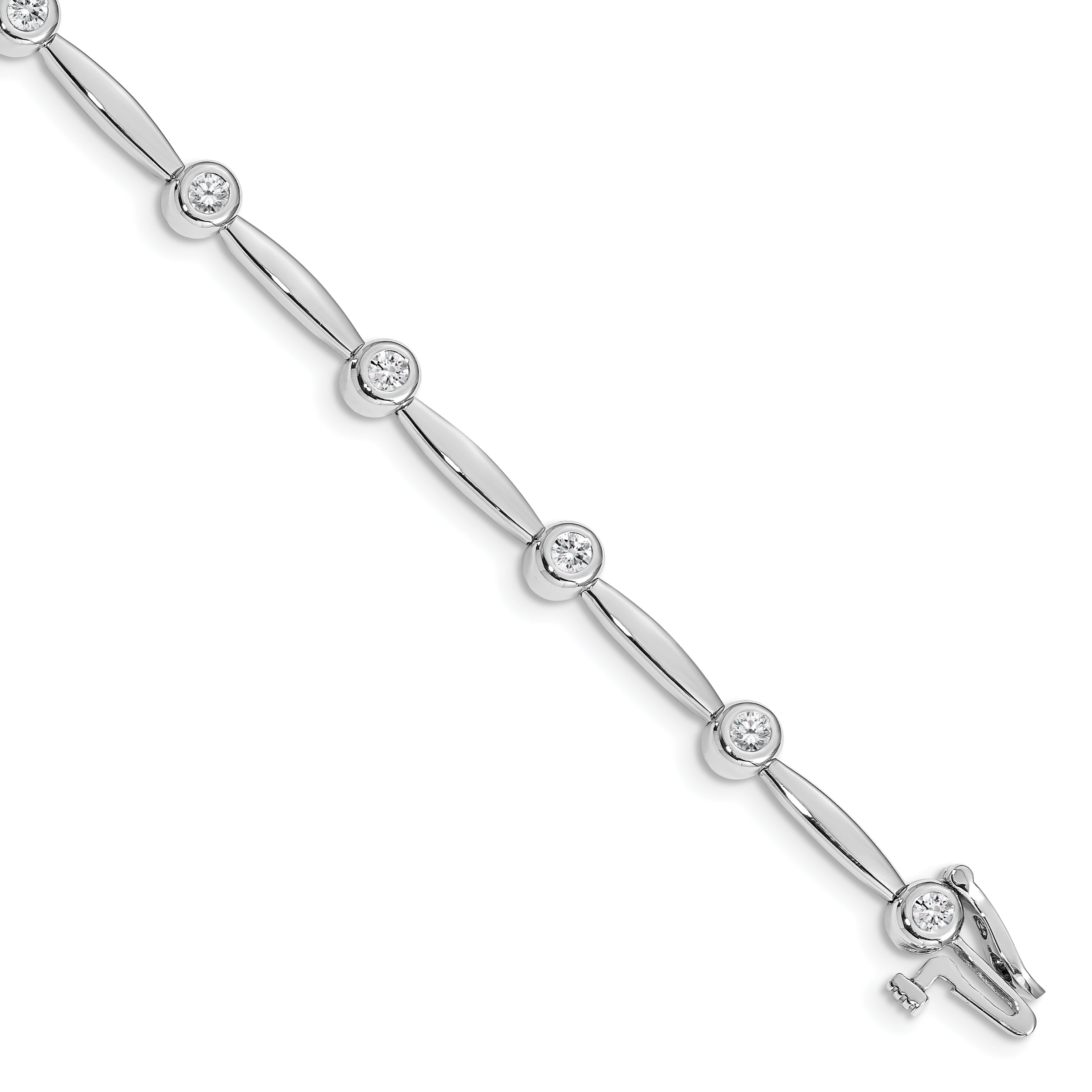 14k White Gold AA Diamond Bar Link Bracelet