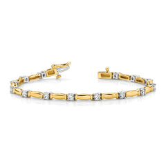 14k Two-tone AA Diamond Bar Link Tennis Bracelet