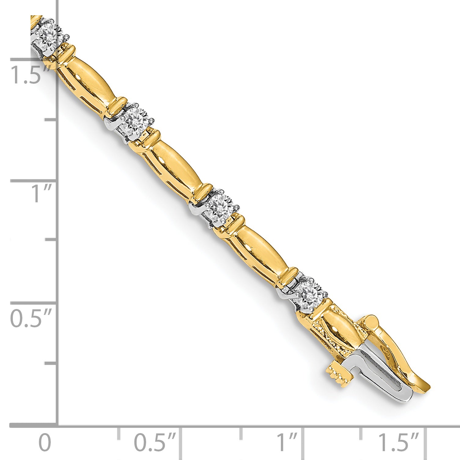 14k Two-tone AA Diamond Bar Link Tennis Bracelet