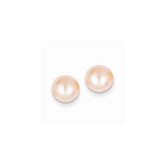 14k 7-8mm Pink Button FW Cultured Pearl Stud Post Earrings