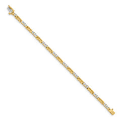 14k AA Diamond Fancy Link Tennis Bracelet