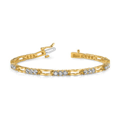 14k AA Diamond Fancy Link Tennis Bracelet