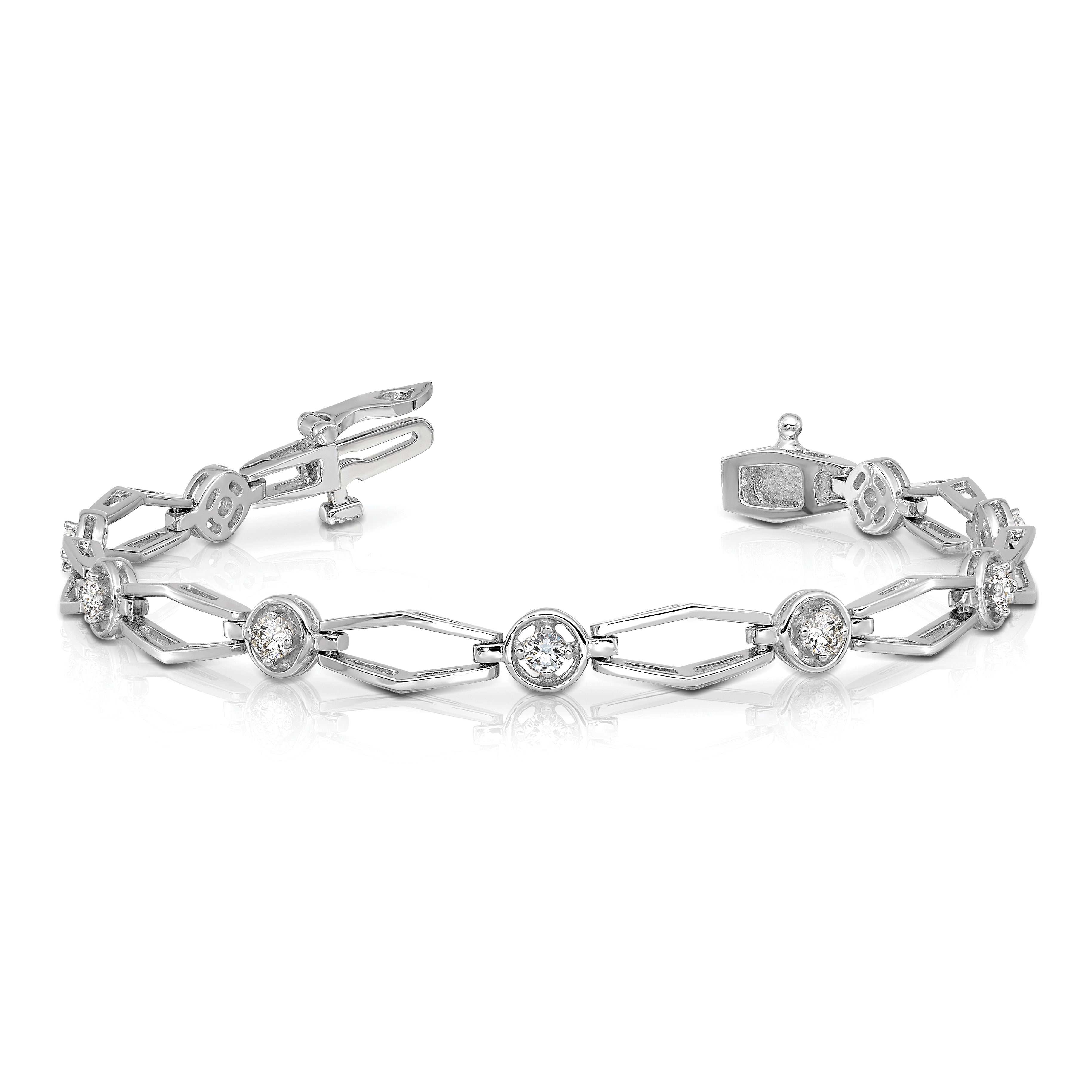 14k White Gold AA Fancy Bracelet