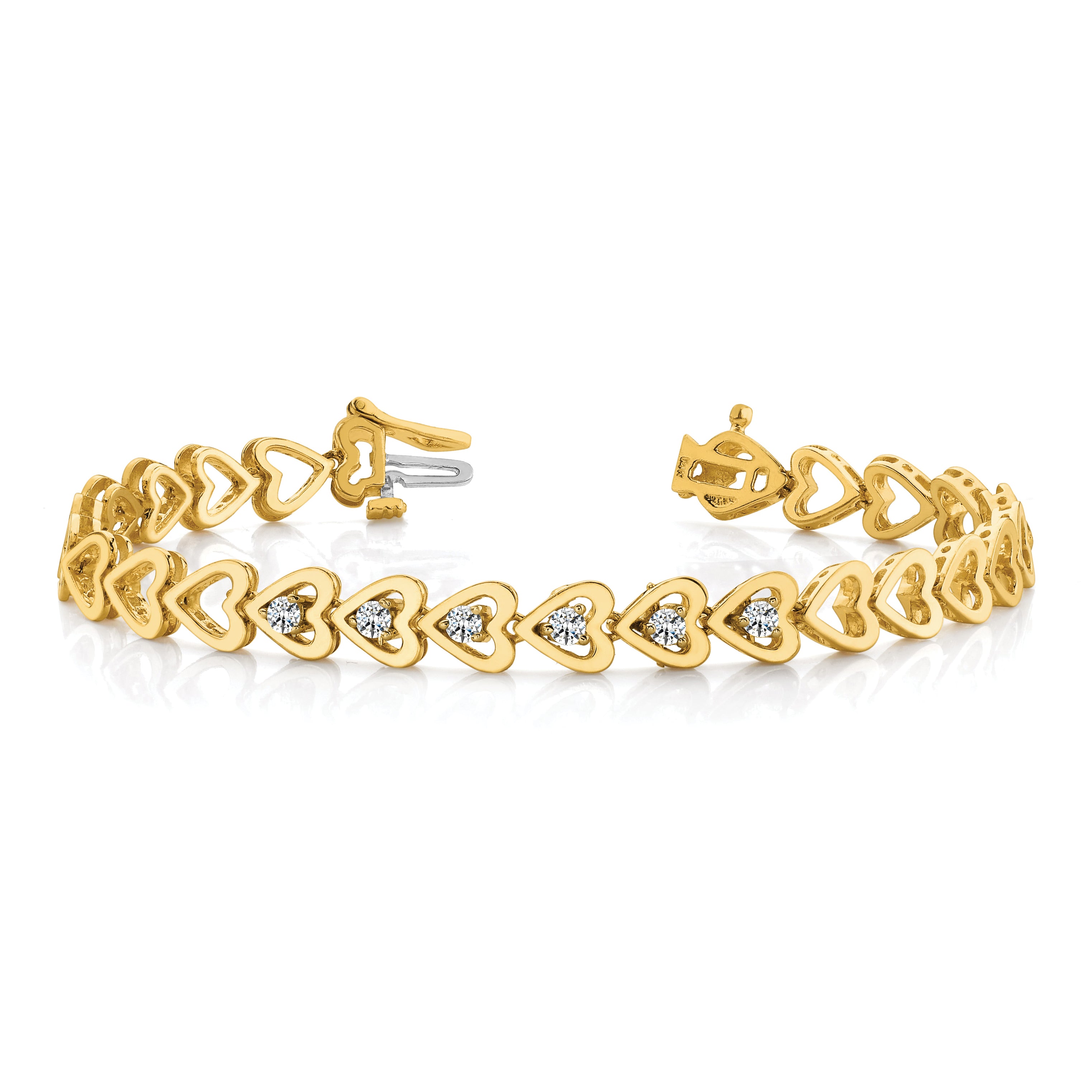 14k Holds 24 Stones up to 2.75mm Heart-Shaped Add-A-Dia. Bracelet