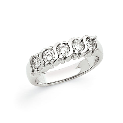 14k White Gold VS Diamond 5-Stone Ring