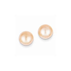 14k 9-10mm Pink Button FW Cultured Pearl Stud Post Earrings