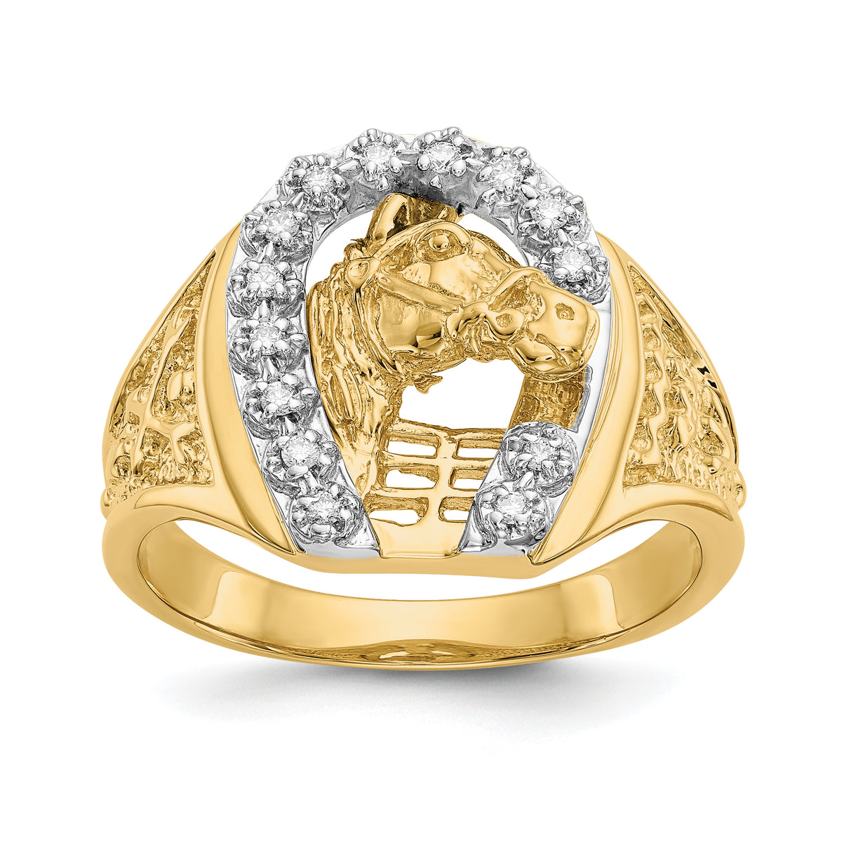 14K Two-tone A Diamond men's ring