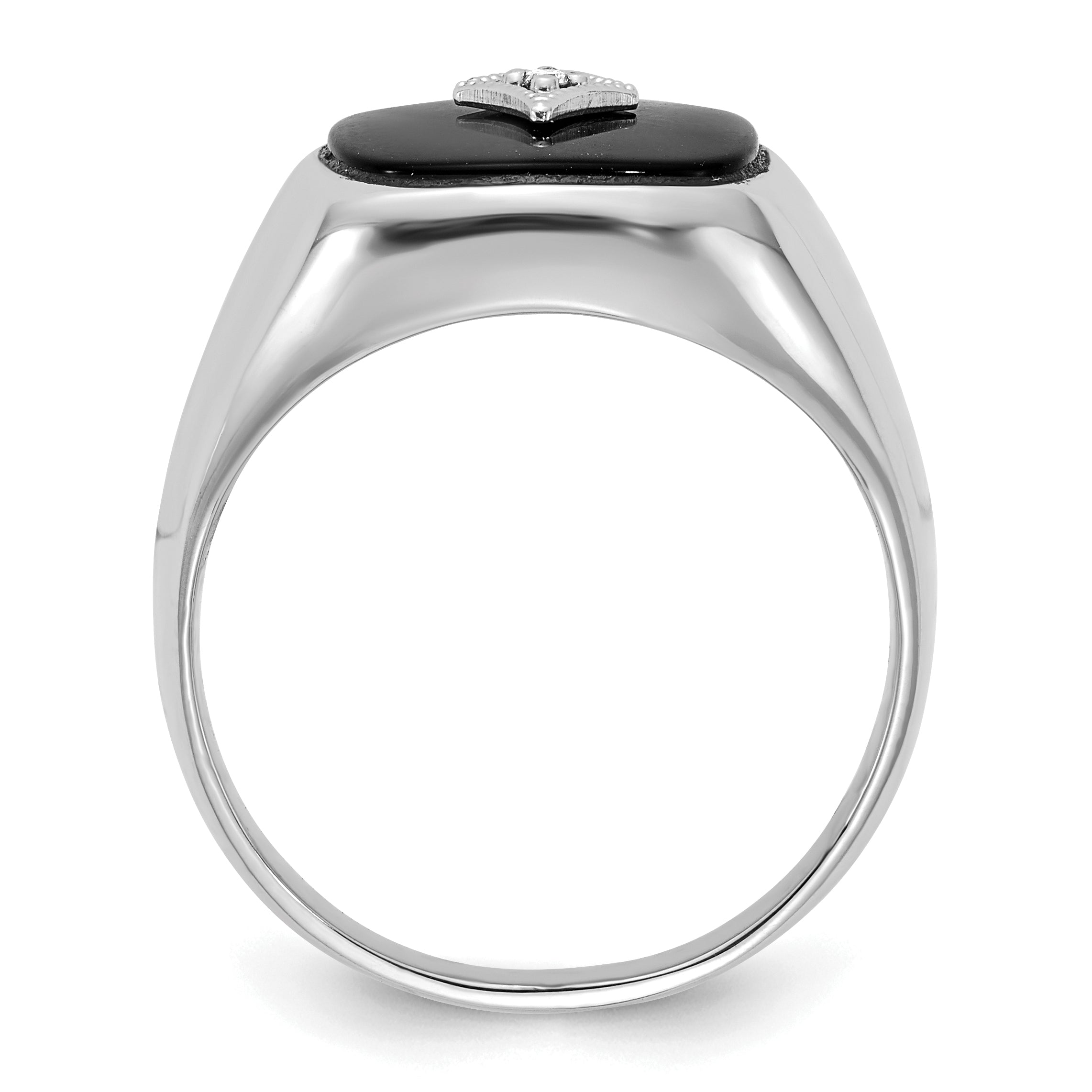 14k White Gold A Diamond men's ring