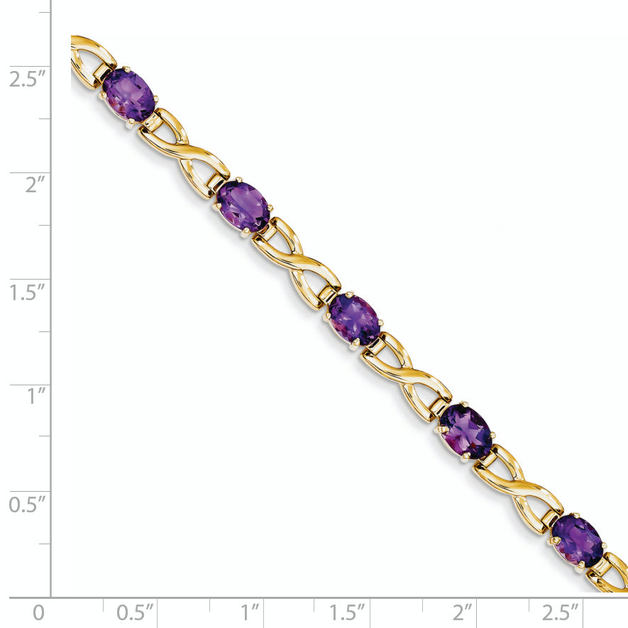 14k 7x5mm Oval Amethyst bracelet