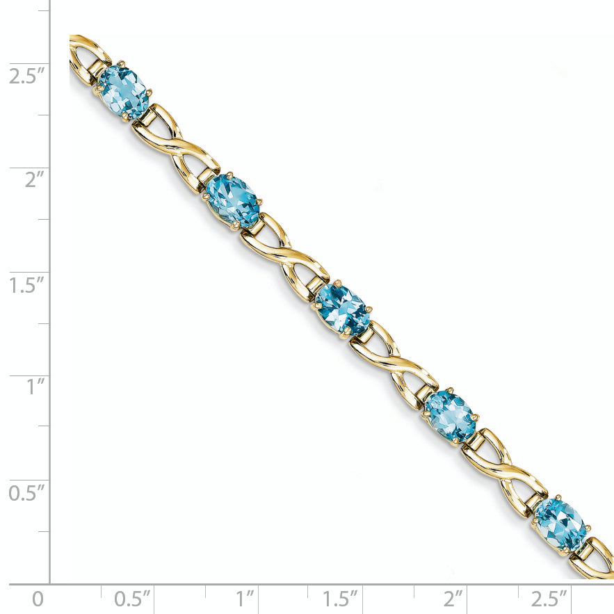 14k 7x5mm Oval Blue Topaz bracelet