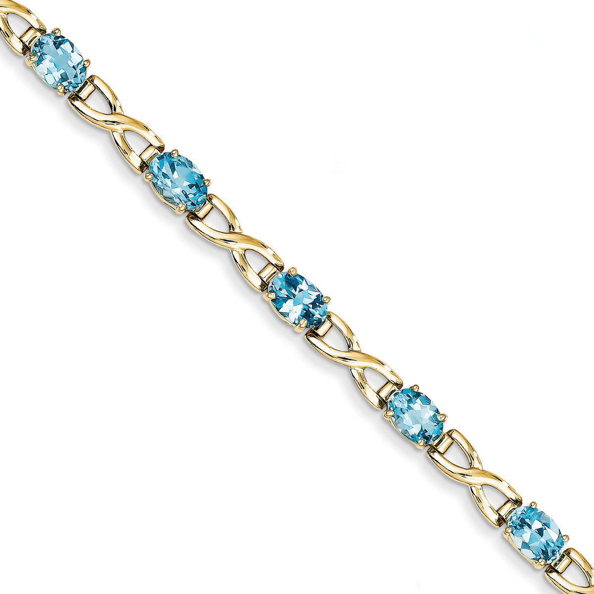 14k 7x5mm Oval Blue Topaz bracelet