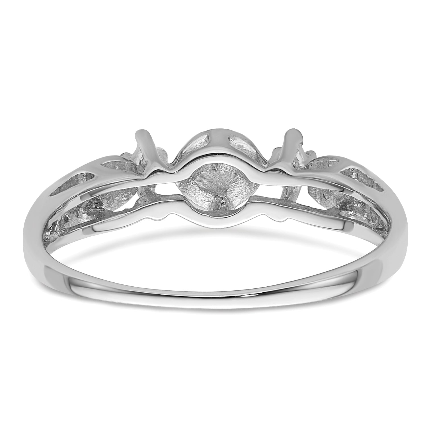 14k White Gold Polished Diamond & Pearl Ring Mounting