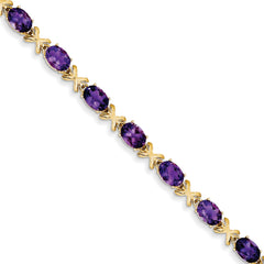 14k 7x5mm Oval Amethyst bracelet