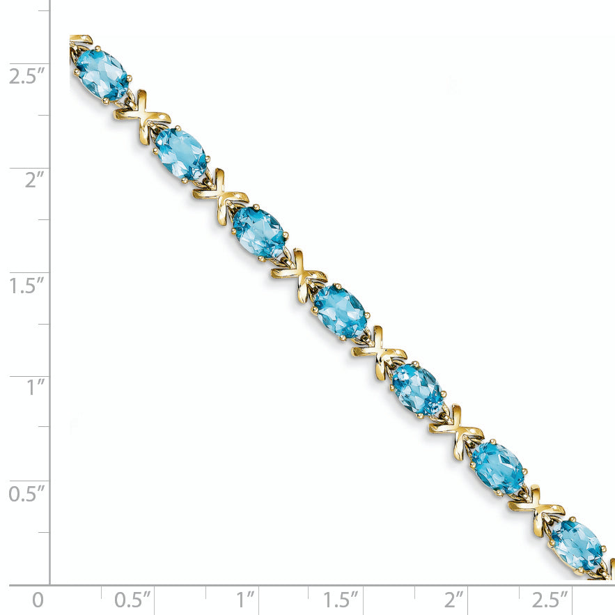 14k 7x5mm Oval Blue Topaz bracelet