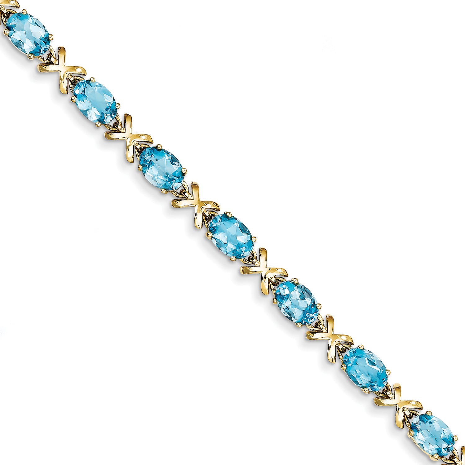 14k 7x5mm Oval Blue Topaz bracelet