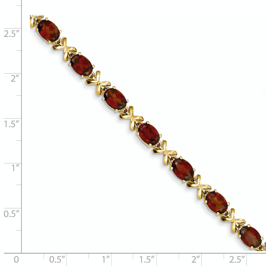 14k 7x5mm Oval Garnet bracelet