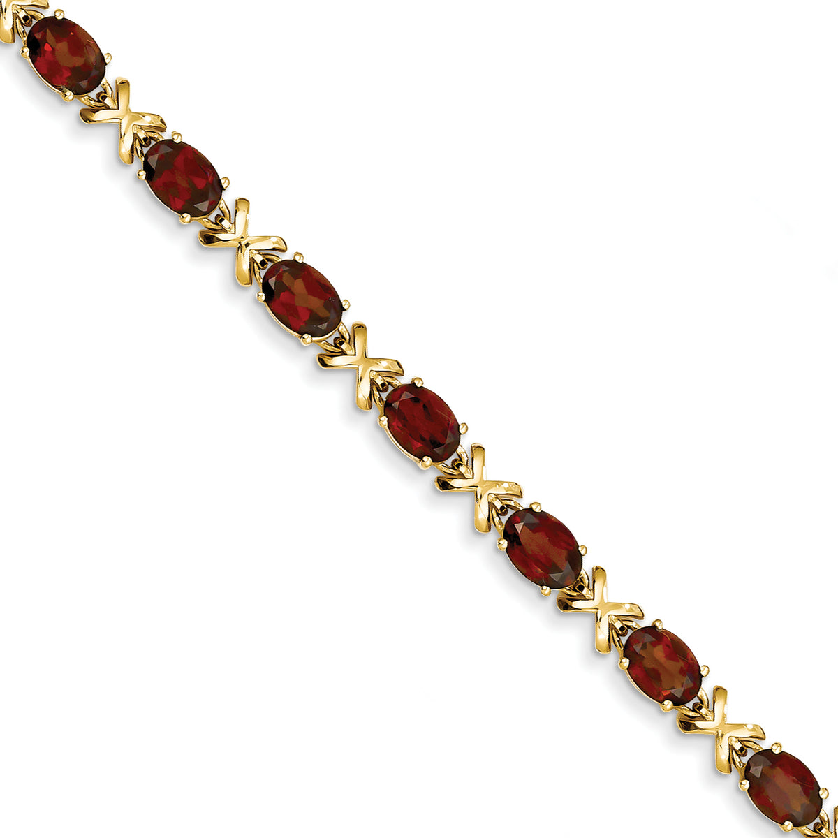 14k 7x5mm Oval Garnet bracelet