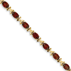 14k 7x5mm Oval Garnet bracelet