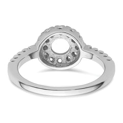 14k White Gold Polished .38ct. Diamond & 5mm Round Gemstone Ring Mounting