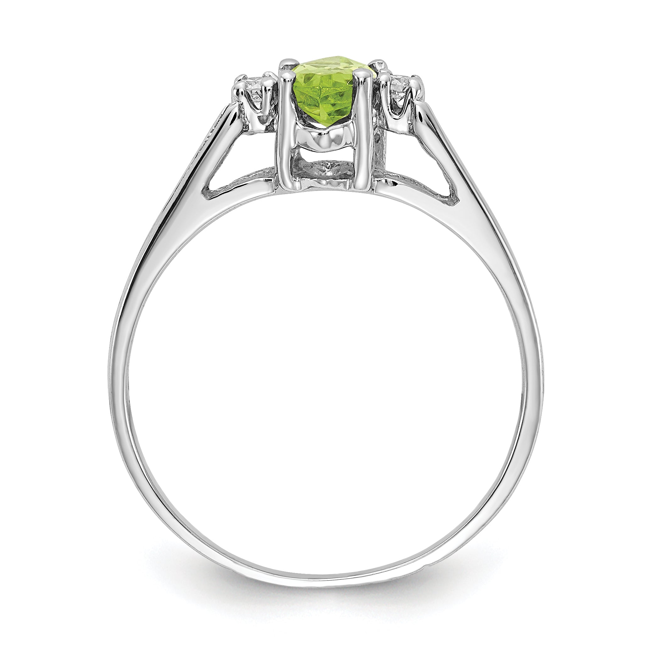 14K White Gold 8x4mm Marquise Peridot VS Diamond ring