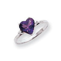 14K White Gold Polished .02ct. Diamond & Heart Gemstone Ring Mounting