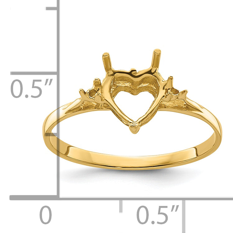 14k Polished 7mm Heart Gemstone Ring Mounting