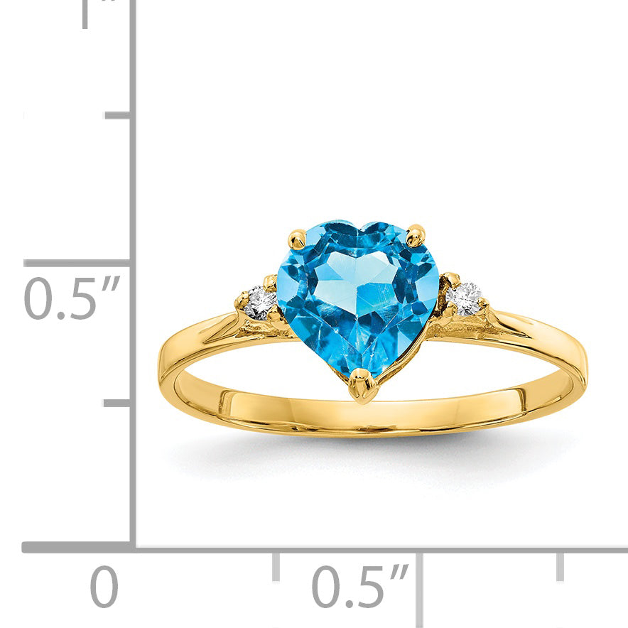 14K 7mm Heart Blue Topaz VS Diamond ring