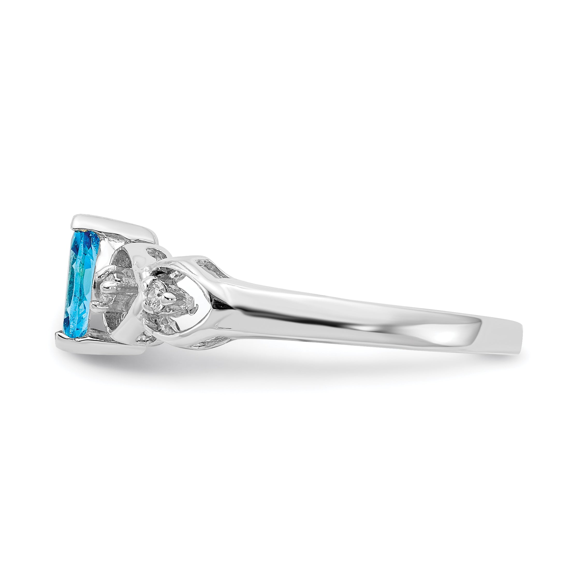 14K White Gold 6x3mm Marquise Blue Topaz A Diamond ring