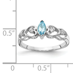 14K White Gold 6x3mm Marquise Blue Topaz VS Diamond ring