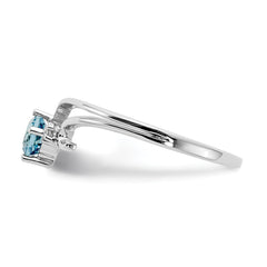 14K White Gold 4mm Blue Topaz AA Diamond ring