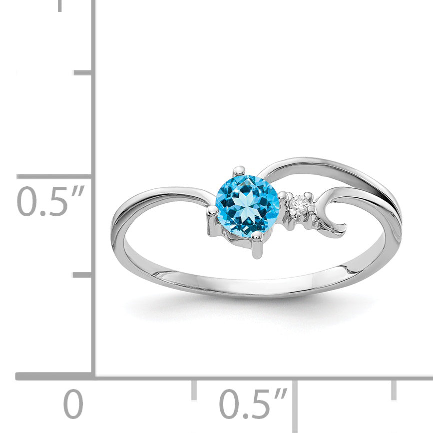 14K White Gold 4mm Blue Topaz VS Diamond ring