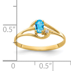 14k 5x3mm Oval Blue Topaz VS Diamond ring