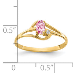 14k 5x3mm Oval Pink Tourmaline VS Diamond ring