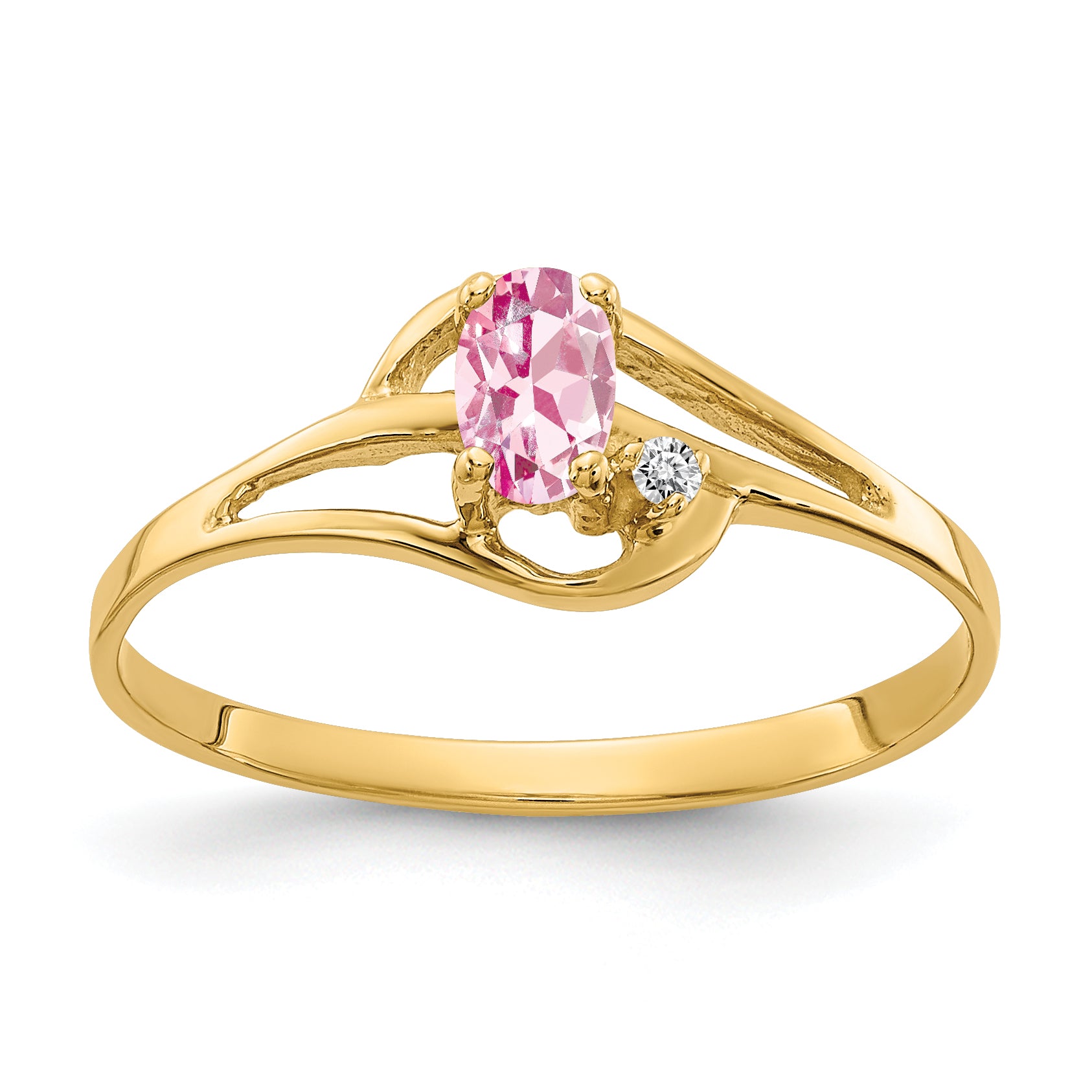 14k 5x3mm Oval Pink Tourmaline VS Diamond ring