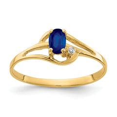 14K 5x3mm Oval Sapphire VS Diamond ring