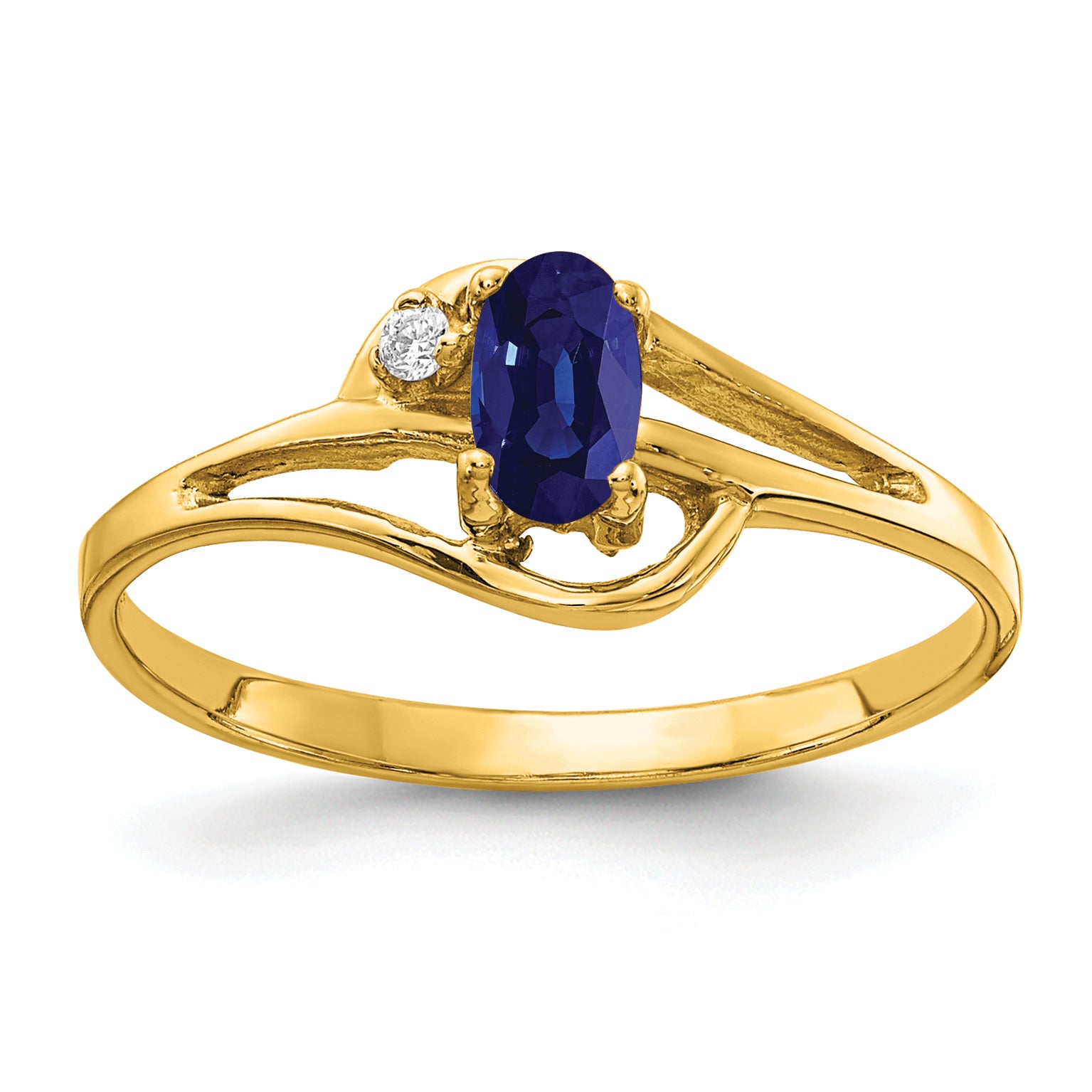 14k 5x3mm Oval Sapphire VS Diamond ring